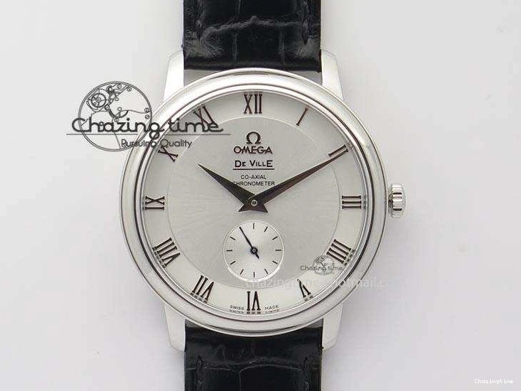 0814 De Ville MK 1:1 Best Edition SS White Dial On Black Leather Asian Seagull T1701 (Sec@6) Sporty 8244
